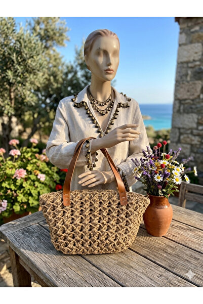 Voiste Lined Bohemian Bag Knitted with Paper String