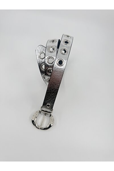 Pantastic Jeans 3 .Cm Silver Buckle Silver Eyelet Buckle Silver Color Faux Le...
