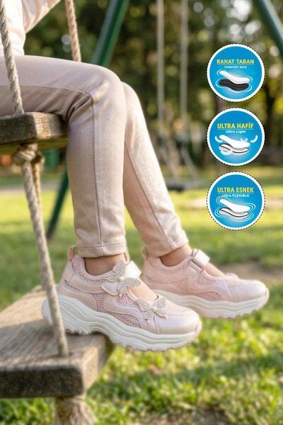 Marco Kids Pantofi pentru fete, roz, din plasă, ușori și flexibili 26Y1615 P