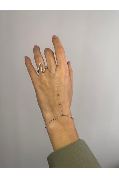Vivante Minimalist Thin Chain and Stone Detailed Silver Color Tarnish Resistant Steel Premium Şahmeran