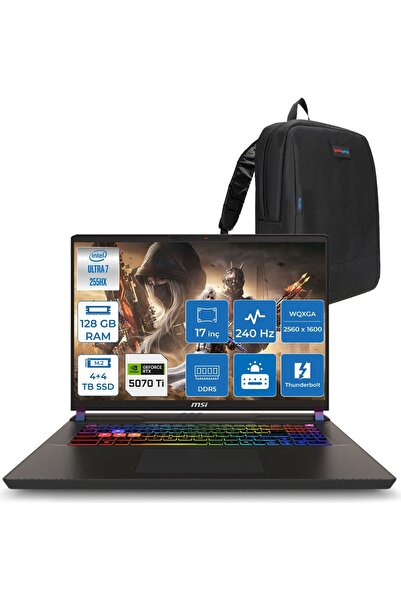 MSI Vector 17 Hx Aı A2XWHG-086TR Intel Core Ultra 7-255HX Aı 128GB 4tb SSD +4...