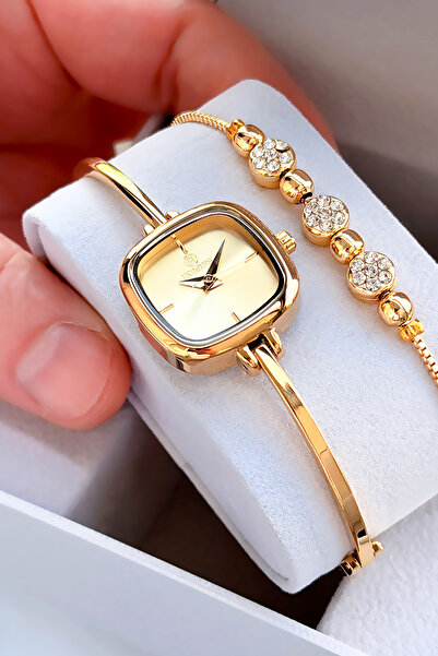 Homies Elegant Model Gold Color Women Wristwatch Steel Band Japanese Mechanis...