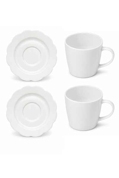 mawfoor Cute Flower Base Turkish Coffee Cup Set for Two - Ceramic