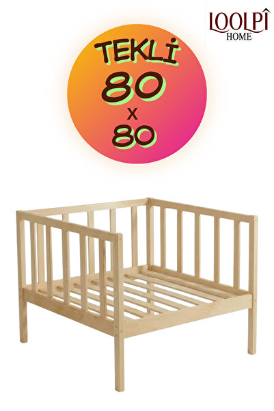 Loolpi Home Ottoman Tekli Sedir Koltuk 80x80 Cm Doğal Ahşap Bahçe ve Balkon T...