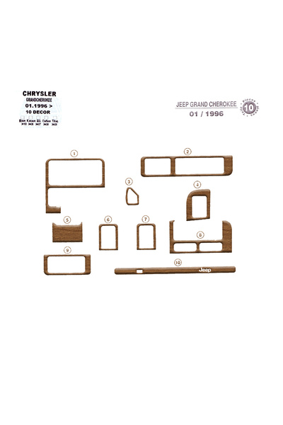 Marscockpitdesign غطاء كونسول توربيدو لسيارة جيب جراند شيروكي 1996، 10 قطع