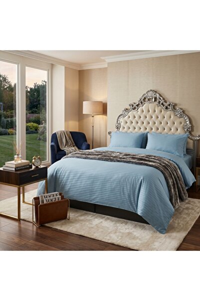 GOLDROOM Home Striped Cotton Satin Bedding Set