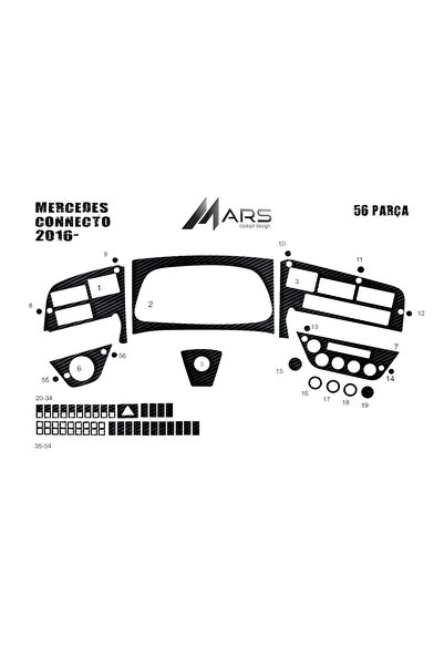 Marscockpitdesign غطاء كونسول مرسيدس كونكتو 20163 56 قطعة