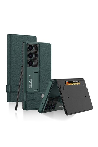 GKK Full Coverage Θήκη Πορτοφόλι με Στήριγμα Green (Samsung Galaxy S25 Ultra 5G)