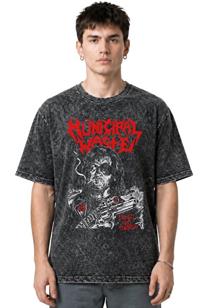 SEVBANO Municipal Waste Rock Metal Music Band Pre-Printed Unisex Oversize Vin...