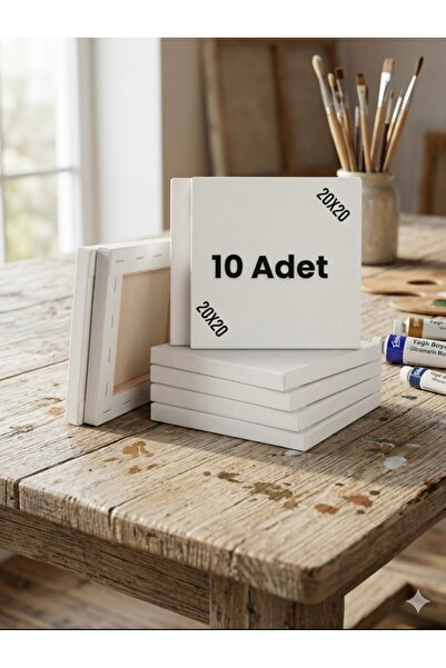 Regislunart 10 Adet 20x20 Arkadan Zımbalı Tuval Kaliteli Öğrenci Tuvali Resim...