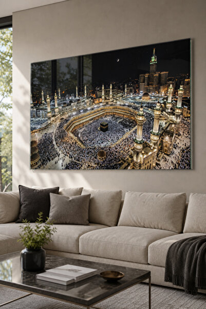 GenelTedarik Mescid-i Haram Cam Tablo | Kabe Havadan Görünüm Duvar Tablosu | ...