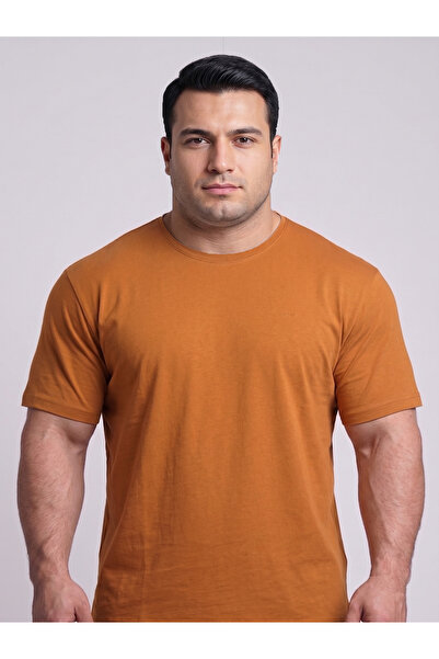 TURHAN TRİKO Mustard Short Sleeve Crew Neck Men's T-Shirt
