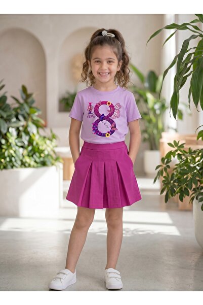 Funkaar Birthday Girl, 8th Year Butterfly Birthday Graohic Print T-Shirt