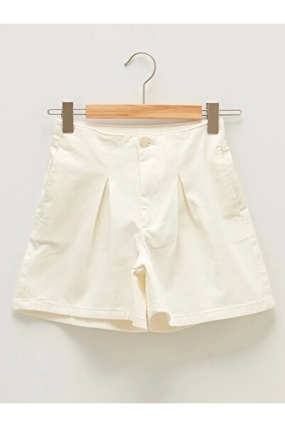 LC Waikiki LCW Kids Ekru Basic Kız Çocuk Poplin Şort