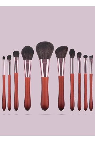 Yallabena 10-Piece Professional Makeup Brush Set – Wine Red & Silver Edition