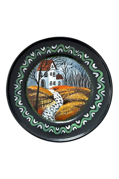 Ceramica Martinescu Farfurie decorativa ceramica neagra Marginea - Pictata ma...