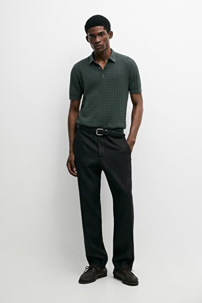Massimo Dutti %100 pamuklu örgü polo yaka t-shirt