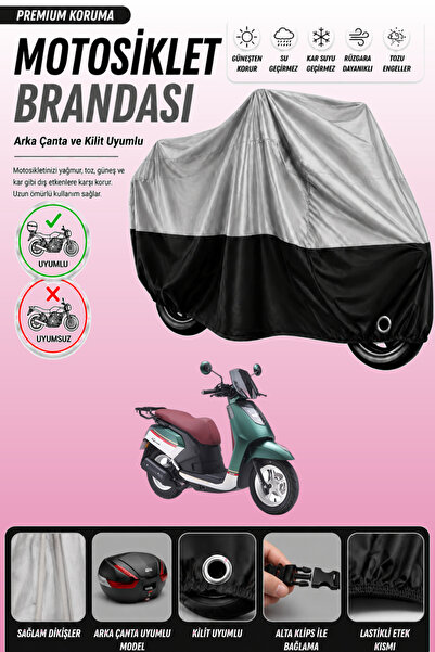 Cemku Double Gray Top - Black Bottom, Rear Bag Compatible Arora Gemma 125 Mot...