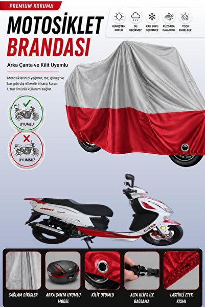 Cemku Double غطاء دراجة نارية باللون الرمادي من الأعلى ولون أحمر من الأسفل، م...
