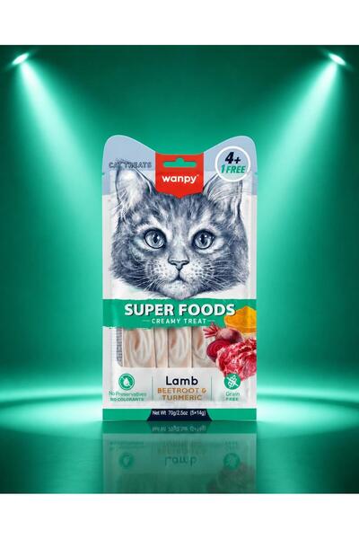 Wanpy Kedi Ödül Maması Super Foods Kremalı Lambalı & Pancar & Zerdeçal İçerik...