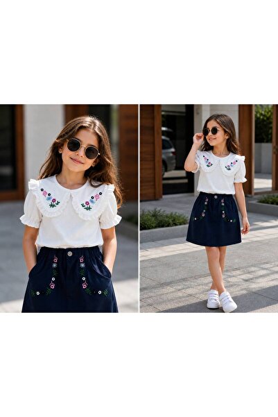 ÇİDO KİDS EMBROIDERED SKIRT SUIT