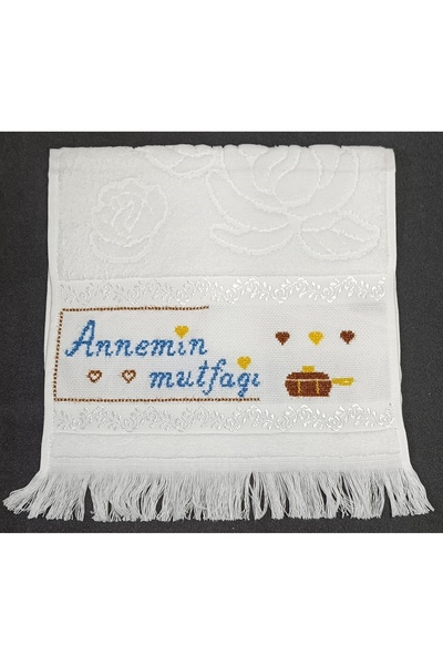 ÇEYİZCİ ANNE El işlemesi 30x50 cm etamin kadife havlu