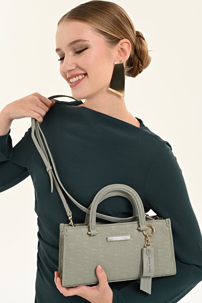 Pierre Cardin Women's Mint Monogram Patterned Faux Leather Shoulder Bag with ...