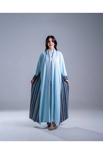 elegant hijab Light blue open abaya