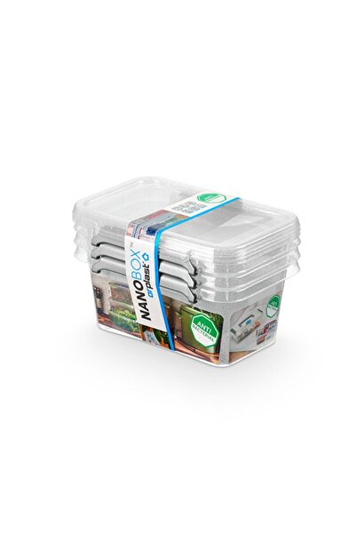 Orplast Cutie plastic cu capac, pt alimente, antibacteriala, 3 buc/set, Nanob...