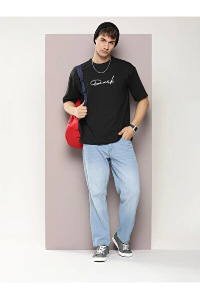 Efnaz style Men's Printed Oversize T-shirt - Black