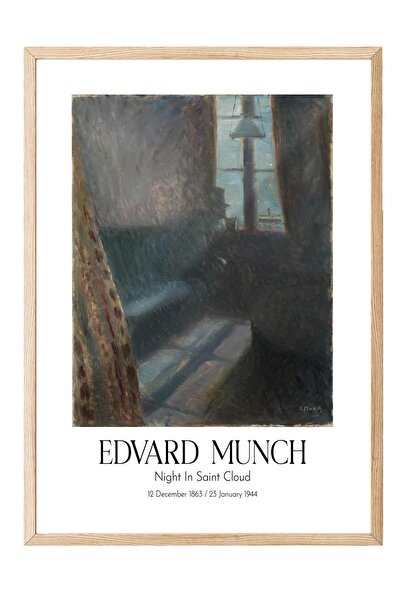 Postifull Edvard Munch - Noć u Sen Klu, slika u drvenom okviru, umetnička ser...