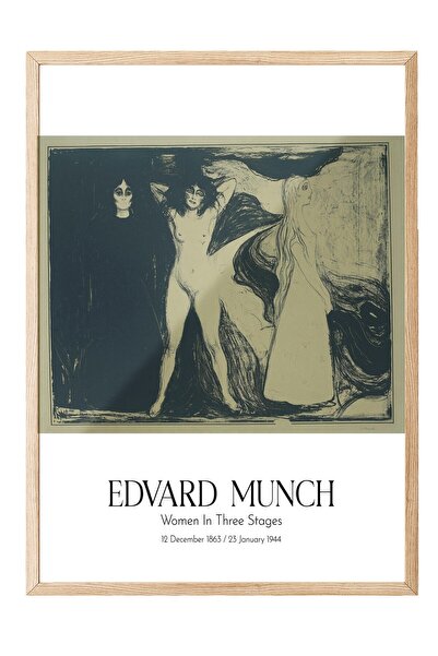 Postifull Edvard Munch - Žene u tri faze, slika u drvenom okviru, umetnička s...