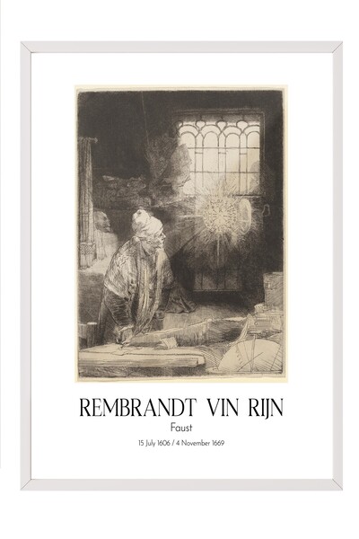 Postifull Rembrandt Vin Rajna - Faust, slika u belom okviru, serija umetnički...