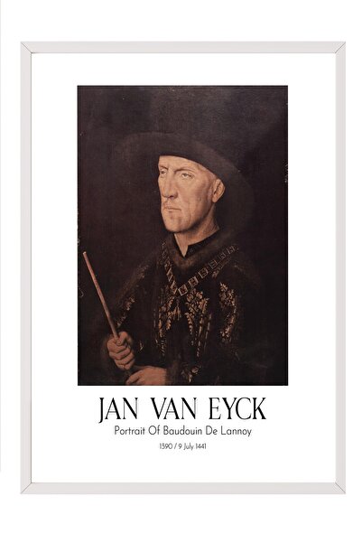 Postifull Jan van Ajk - Portret Baudouina de Lanoa, slika u belom okviru, ume...