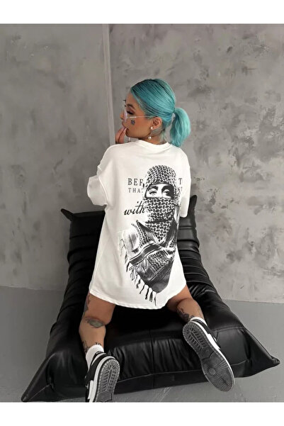 Efnaz style   Unisex Printed Oversize T-Shirt - White
