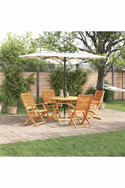 vidaxl Set de masa pentru gradina 5 pcs Maro Lemn Solid de Acacia