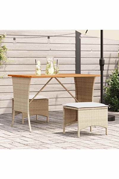 vidaxl Set mobilier de gradina cu perne, 3 piese, bej, poliratan