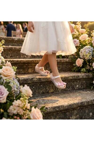 Mini Melissa Mni Melissa Κοριτσίστικες Μπαλαρίνες με Ανάγλυφο Μπροστινό Μέρος...