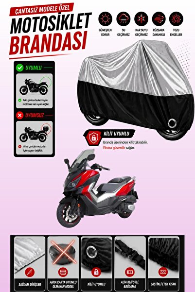 Cemku Twin غطاء محرك متوافق مع SYM Cruisym 250i باللون الرمادي من الأعلى والأ...
