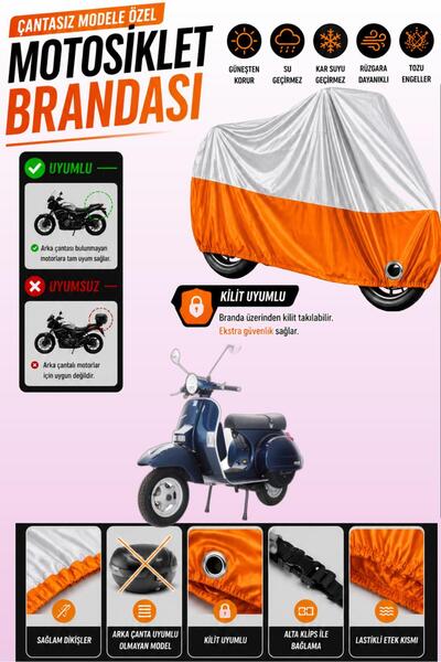 Cemku Twin Top Gray - Bottom Orange Vespa Px 200 Compatible Engine Cover, Rea...