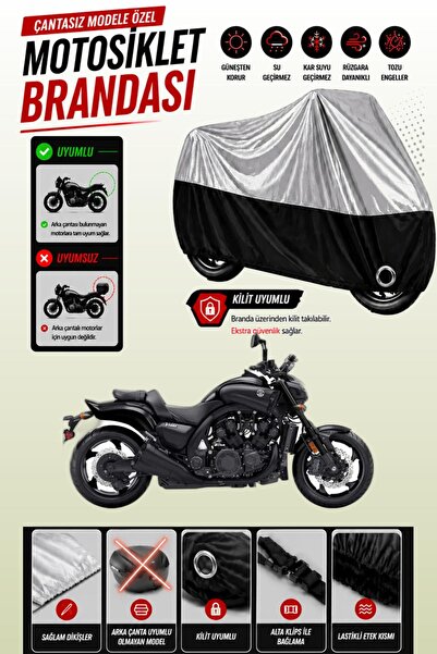 Cemku Twin غطاء محرك ياماها Vmax باللون الرمادي من الأعلى والأسود من الأسفل، ...