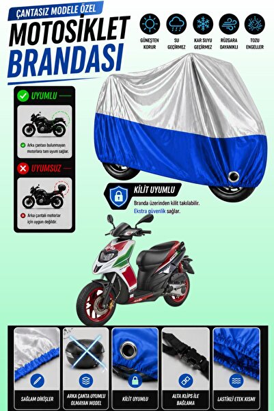 Cemku Twin غطاء محرك متوافق مع Aprilia SR 150 باللون الرمادي من الأعلى والأزر...