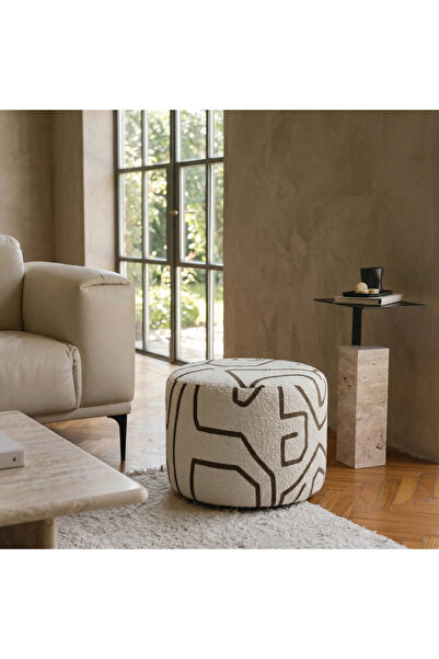 MOBELANZA HOME Mobelanza Nevo Puf Kahverengi Desenli