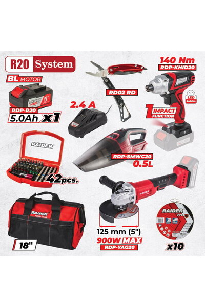 Raider Pro R20 Set of 3 Machines 5Ah + 5 RDP-BXS3