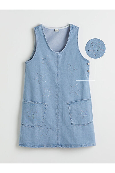 LC Waikiki Stoned Girl's Jean Salopet Dress