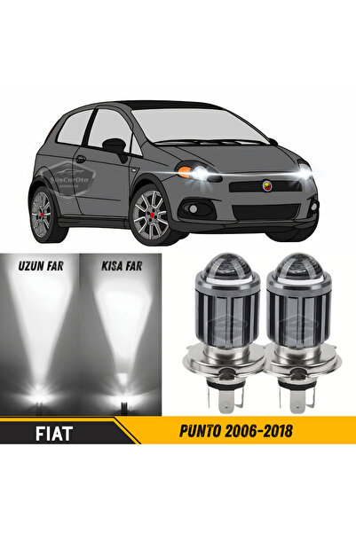 caralp Fiat Punto 2006-2018 Uyumlu Mercekli Far Ampulü Led Xenon Beyaz Şimşek...