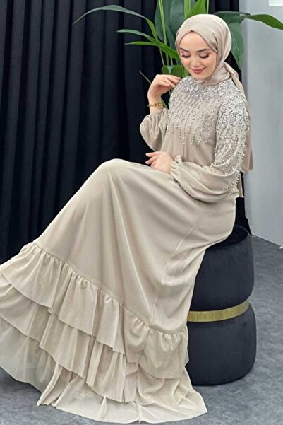Abiye Diyarı Γυναικεία φούστα με πέτρινη κεντητική διακόσμηση, βραδινό φόρεμα...