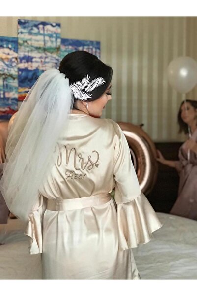Bride & Baby Store Şampanya Volanlı Gelin Sabahlığı