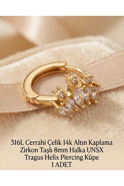 Lunexa 316L Cerrahi Çelik Altın Kaplama Kararmaz Alerji Yapmaz Zirkon Taş Fig...