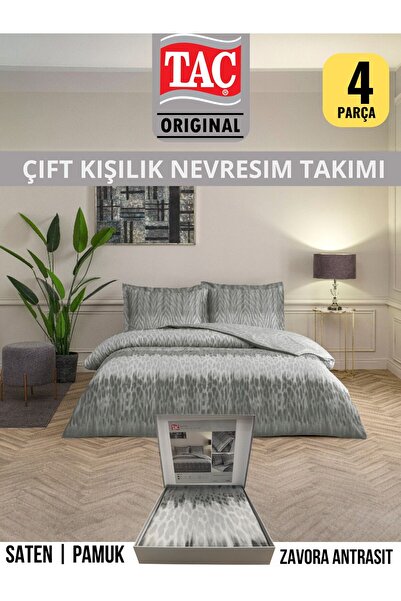 Taç Zavora anrtasit Pamuk Saten Çift Kişilik Nevresim Takımı